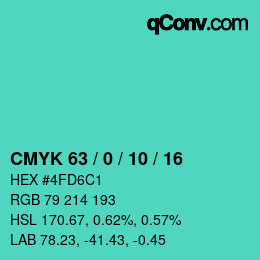 Farbcode: CMYK 63 / 0 / 10 / 16 | qconv.com