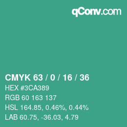 Color code: CMYK 63 / 0 / 16 / 36 | qconv.com