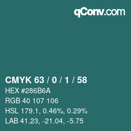 カラーコード: CMYK 63 / 0 / 1 / 58 | qconv.com