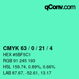 颜色代码: CMYK 63 / 0 / 21 / 4 | qconv.com