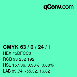 Color code: CMYK 63 / 0 / 24 / 1 | qconv.com