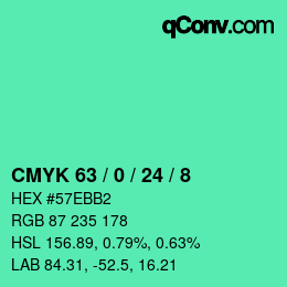 Color code: CMYK 63 / 0 / 24 / 8 | qconv.com