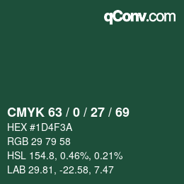 Color code: CMYK 63 / 0 / 27 / 69 | qconv.com