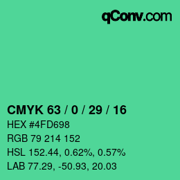 颜色代码: CMYK 63 / 0 / 29 / 16 | qconv.com