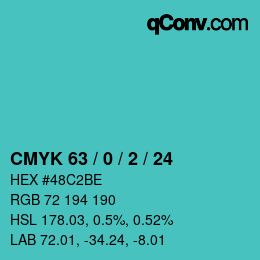 Color code: CMYK 63 / 0 / 2 / 24 | qconv.com