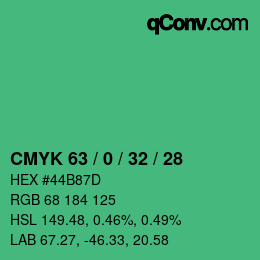 颜色代码: CMYK 63 / 0 / 32 / 28 | qconv.com