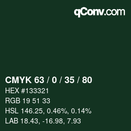 カラーコード: CMYK 63 / 0 / 35 / 80 | qconv.com