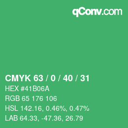 Color code: CMYK 63 / 0 / 40 / 31 | qconv.com