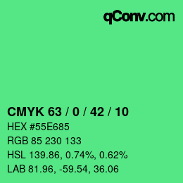 カラーコード: CMYK 63 / 0 / 42 / 10 | qconv.com
