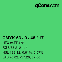Color code: CMYK 63 / 0 / 46 / 17 | qconv.com