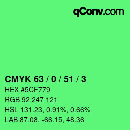 Color code: CMYK 63 / 0 / 51 / 3 | qconv.com