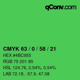 Color code: CMYK 63 / 0 / 58 / 21 | qconv.com