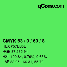 Color code: CMYK 63 / 0 / 60 / 8 | qconv.com