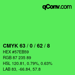 Farbcode: CMYK 63 / 0 / 62 / 8 | qconv.com