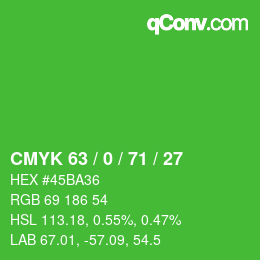 Color code: CMYK 63 / 0 / 71 / 27 | qconv.com