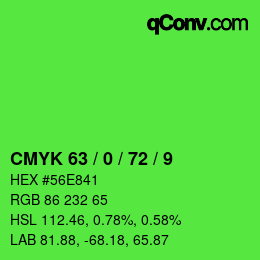 カラーコード: CMYK 63 / 0 / 72 / 9 | qconv.com
