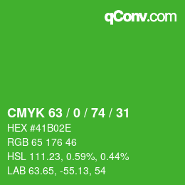 カラーコード: CMYK 63 / 0 / 74 / 31 | qconv.com