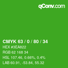 Color code: CMYK 63 / 0 / 80 / 34 | qconv.com