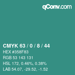 Color code: CMYK 63 / 0 / 8 / 44 | qconv.com