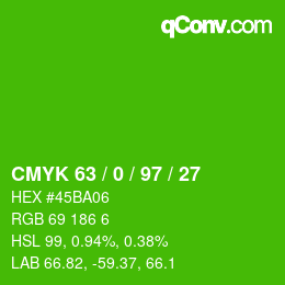 Color code: CMYK 63 / 0 / 97 / 27 | qconv.com