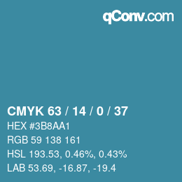 Código de color: CMYK 63 / 14 / 0 / 37 | qconv.com