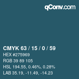 颜色代码: CMYK 63 / 15 / 0 / 59 | qconv.com