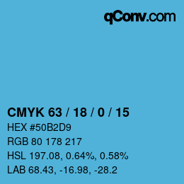 Color code: CMYK 63 / 18 / 0 / 15 | qconv.com