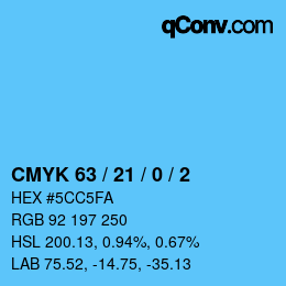 颜色代码: CMYK 63 / 21 / 0 / 2 | qconv.com