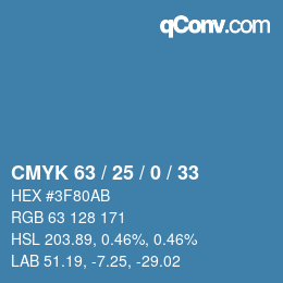 カラーコード: CMYK 63 / 25 / 0 / 33 | qconv.com