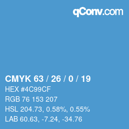 Color code: CMYK 63 / 26 / 0 / 19 | qconv.com
