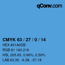 カラーコード: CMYK 63 / 27 / 0 / 14 | qconv.com