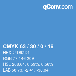 カラーコード: CMYK 63 / 30 / 0 / 18 | qconv.com