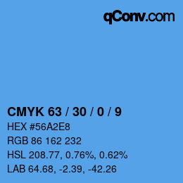 カラーコード: CMYK 63 / 30 / 0 / 9 | qconv.com