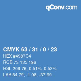 Color code: CMYK 63 / 31 / 0 / 23 | qconv.com