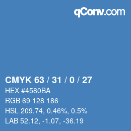 Color code: CMYK 63 / 31 / 0 / 27 | qconv.com