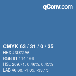 颜色代码: CMYK 63 / 31 / 0 / 35 | qconv.com