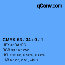 カラーコード: CMYK 63 / 34 / 0 / 1 | qconv.com