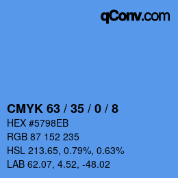 Color code: CMYK 63 / 35 / 0 / 8 | qconv.com