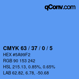 Farbcode: CMYK 63 / 37 / 0 / 5 | qconv.com