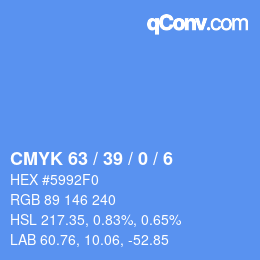 颜色代码: CMYK 63 / 39 / 0 / 6 | qconv.com