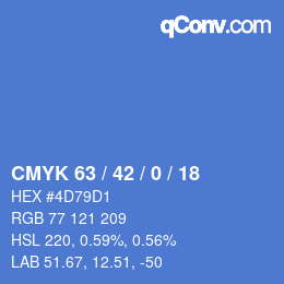 カラーコード: CMYK 63 / 42 / 0 / 18 | qconv.com