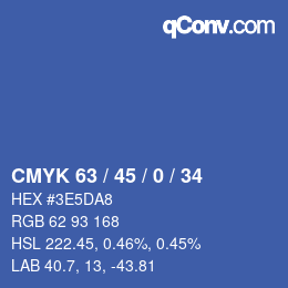 Color code: CMYK 63 / 45 / 0 / 34 | qconv.com