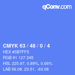 Color code: CMYK 63 / 48 / 0 / 4 | qconv.com