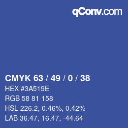 颜色代码: CMYK 63 / 49 / 0 / 38 | qconv.com
