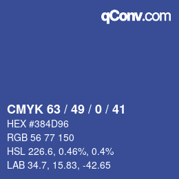 Color code: CMYK 63 / 49 / 0 / 41 | qconv.com
