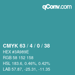 Color code: CMYK 63 / 4 / 0 / 38 | qconv.com