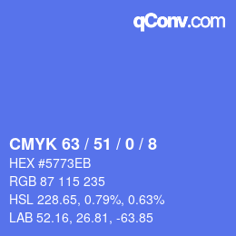 Color code: CMYK 63 / 51 / 0 / 8 | qconv.com