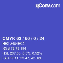 Código de color: CMYK 63 / 60 / 0 / 24 | qconv.com
