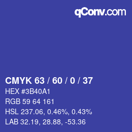 カラーコード: CMYK 63 / 60 / 0 / 37 | qconv.com