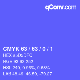 カラーコード: CMYK 63 / 63 / 0 / 1 | qconv.com